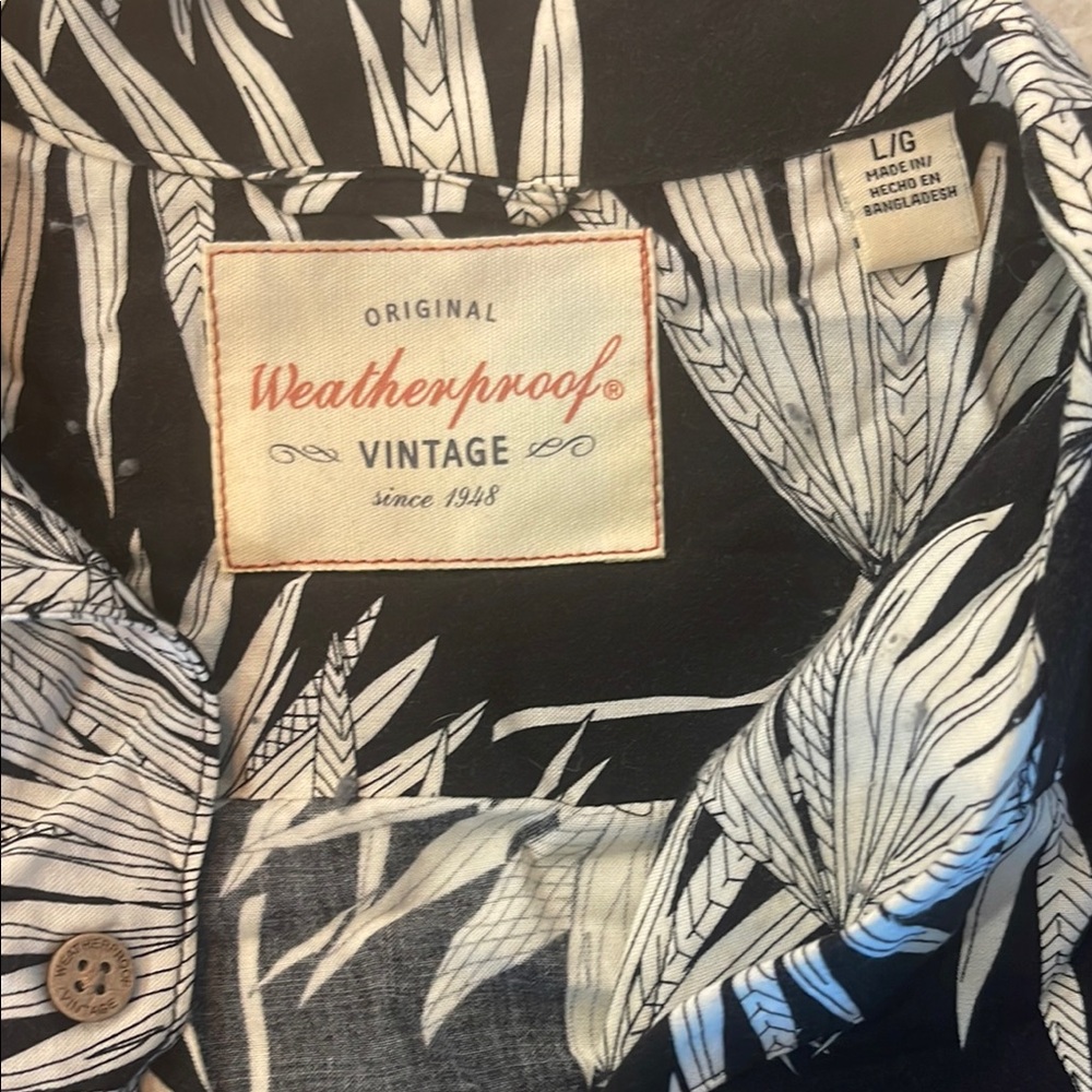 Black Casual Button Down Shirt with Botanical Design